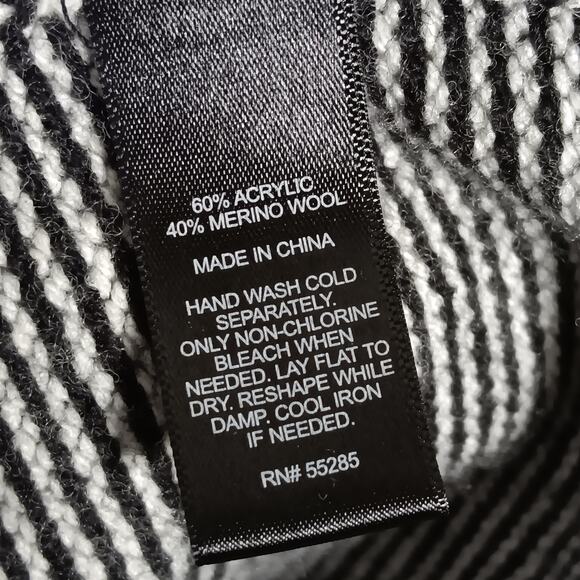 Express Knit Top Size Small Black and White Striped Black Cowl Neck and Trims - Picture 5 of 7